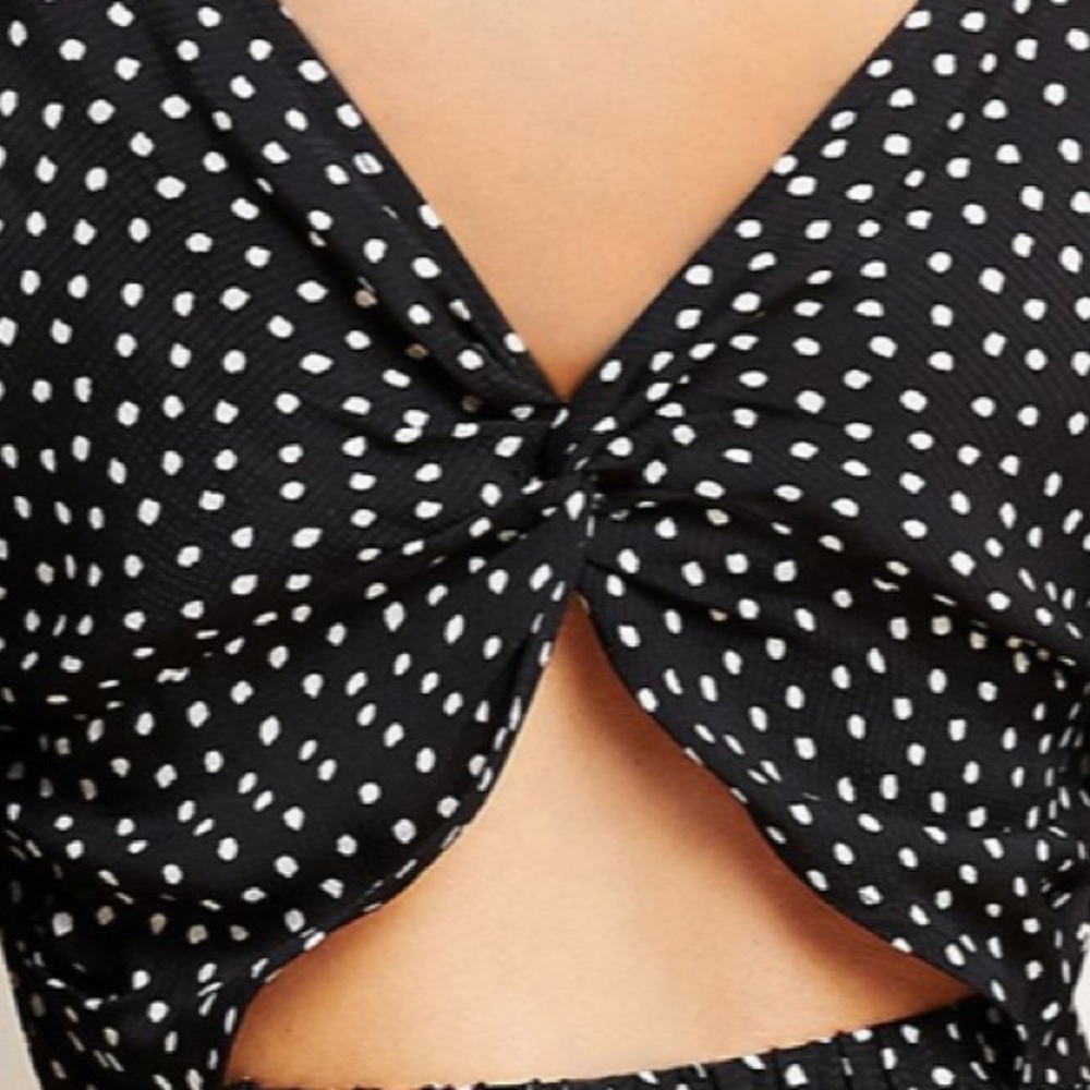 NWT Anthropologie Agatha Polka Dot Midi Dress Size 10 Puff Sleeve Cutout Black - Picture 11 of 11